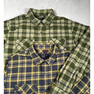 (2)-Magpul Industries Long Sleeve Flannel Shirts Men M Full Snap Pockets -EUC